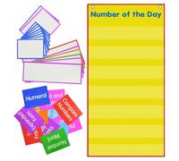Math Pocket Chart - 15.71x31.69 Conseil du centre éducatif, système d'affichage d'enseignement réutilisable, organisateur d'activités de classe portable | Reconnaissance de numéros Emplacement Valeur