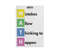 Math Teacher Classroom Sign, Mistakes Allow Thinking to Happen Poster, Educational & Motivational Decor for Students, Back to School(Unframed,12x18inch(30x45cm))
