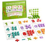 Math Teaching Aids Wooden Toy Set - 80pcs Cards Cylinders & Numbers 23x16.5cm - Counting Board for Addition Subtraction - Preschool Kindergarten Early Learning