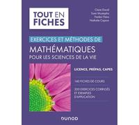 Mathématiques pour les sciences de la vie Exercices et méthodes - Claire David - Dunod - broché - Scolaire / Universitaire