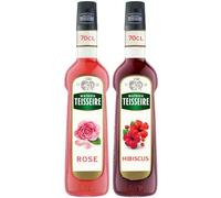 Mathieu Teisseire - Assortiment de Sirop de Rose et de Sirop d'Hibiscus pour boissons rafraichissantes et cocktails 2x70cl