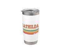 MATHILDA Rétro Personnalisé Prénom Vintage Rayures Gobelet isotherme en acier inoxydable double paroi