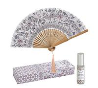 Mathilde M : Éventail Tissu à parfumer - Coffret avec Vaporisateur Parfum Floral Bouquet PRECIEUX