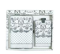 Mathilde M Set Etui à Passeport et Porte-étiquette Bagage Dentelle Aquarelle, Gris, Gris, Dentelle