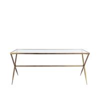 Mathilde M. Table Anatole en métal Finition Laiton doré et Plateau en Verre - 185 x 80 x 77,5 cm