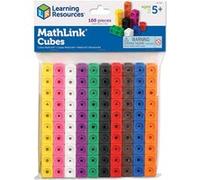Learning Resources Cubes Emboîtables Multicolores 2 cm MathLink 100 Pièces - Blocs Éducatifs STEM pour Compter & Créer des Motifs