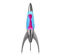 MATHMOS Lampe à lave fusée Telstar emblématique argentée | Inventeurs de la lampe à lave | Lampes à lave Bleu & Rose en métal moulé chromé, remplies à la main en Grande-Bretagne