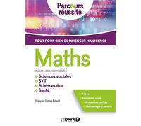 Maths pour les licences de sciences éco, sciences sociales, SVT, PACES 2019 - François Cottet-Emard - De Boeck Supérieur - broché - Scolaire / Universitaire