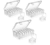 Mathtoxyz Lot de 45 petites boites de rangement enplastique transparent avec couvercle à charnière etrectangle pour loisirs créatifs, strass, petites pièces