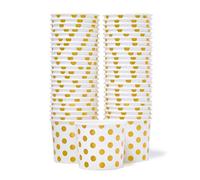 MATICAN Coupelles en Papier pour Glace - 50 Coupelles Jetables de 320 ml pour Desserts Chauds ou Froids, Accessoires de Fête avec Pois Dorés