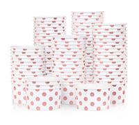 MATICAN Coupelles en Papier pour Glaces - 100 unités de 160 ml, Bols Jetables pour Desserts Chauds ou Froids, Décorées de Pois en Or Rose