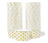 MATICAN Coupelles en Papier pour Glaces, 50 unités de 450 ml, Bols Jetables pour Desserts Chauds ou Froids, Fournitures de Fête avec Pois Dorés