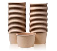 MATICAN Gobelets en Papier pour Glace, Lot de 50 Bols Jetables de 16 oz pour Desserts Chauds ou Froids, Gobelets Jetables de 16 Onces pour Friandises, Glace, Yaourt Glacé, Soupe, Marron