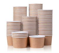 MATICAN Lot de 100 gobelets à dessert jetables en papier de 255 g pour aliments chauds ou froids, fournitures de fête de 255,1 g, tasses à friandises pour sundae, yaourt glacé, soupe, marron