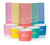 MATICAN Lot de 100 gobelets à dessert jetables en papier pour chaud et froid, 255,1 g, feuille d'or, rose vif, rose layette, menthe, jaune, bleu