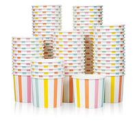 MATICAN Lot de 100 gobelets à glace en papier jetables de 325 ml pour aliments chauds ou froids, 325 ml pour sundae, yaourt glacé, soupe, rayures pastel