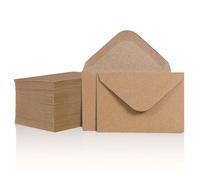 Lot de 100 mini enveloppes en papier kraft pour cartes de visite, petites pochettes en vrac pour petites cartes de notes, marron, 10,2 x 7,8 cm