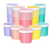 MATICAN Lot de 40 gobelets à crème glacée en papier avec couvercles, 325 ml, gobelets à soupe avec couvercles, récipients jetables pour crème glacée, 325 ml, 4 couleurs pastel