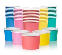 MATICAN Lot de 50 gobelets à glace en papier jetables de 255 ml pour chaud et froid, 255 ml, rose vif, rose layette, menthe, jaune, bleu