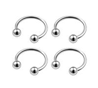MATIGA Lot de 4 piercings fer à cheval en acier chirurgical calibre 18 pour hélix, cartilage, septum, tragus, rook, boule conique de 3 mm