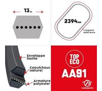 Matijardin - Courroie tondeuse AA91 prix éco Héxagonale - 13 mm x 2394 mm