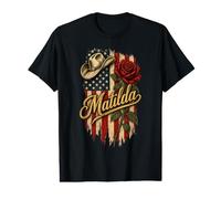 Matilda Chapeau de Cowboy Drapeau américain Rose T-Shirt Graphique avec Valeur