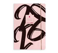 Matilda Moo Agenda 2026 A5 à partir d'une mise en page unique de notes hebdomadaires - Semaine sur la page de gauche, liste de notes et de choses à faire à droite - Feuille d'or rose - Couverture en