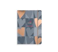 Matilda Moo Agenda 2026 - Format A6 - Un jour par page - Une page pour tous les sept jours - Feuille d'or rose - Couvertures en cartes durables - Gris