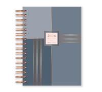 Matilda Myres Agenda 2026 A5 un jour par page - Janvier à décembre - Couverture rigide - Reliure à spirale or rose - Planificateurs annuels - Se pose à plat pendant l'écriture - Gris