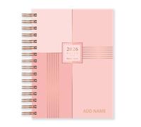 Matilda Myres - Agenda 2026 - Format A5 - Agenda d'un jour à l'autre - Fermeture élastique - Version personnalisée - Rose