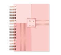 Matilda Myres Agenda 2026 - Format A5 - Un jour par page - Janvier à décembre - Couverture rigide - Reliure à spirale or rose - Planificateurs annuels - Se pose à plat pendant l'écriture - Rose