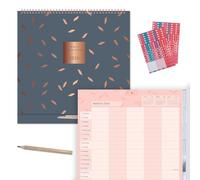 Matilda Myres Calendrier familial 2026 - Calendrier mural familial à 5 colonnes - Planificateur mural de cuisine - 30 cm x 30 cm - Agenda mural familial mensuel pour cinq personnes - Gris