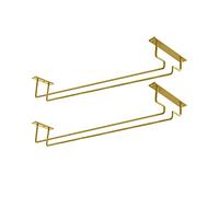 MATILODI Lot de 2 porte-verres à vin en métal de 45 cm de long - Support de rangement pour verres à pied avec vis - Cintre pour verres à vin de camping-car, cuisine, bar (doré, 2)