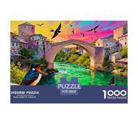 Matin printanier sur Le Pont de Mostar Puzzle en Bois Imperméable DIY Puzzles De 1000 Pièces pour Adultes Impossible Jeux De Stimulants