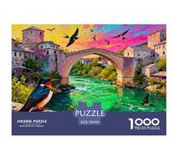 Matin printanier sur Le Pont de Mostar Puzzle en Bois Imperméable Puzzles De 1000 Pièces pour Adultes Défi Et Casse-tête Jeux Éducatifs