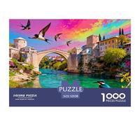 Matin printanier sur Le Pont de Mostar Puzzle en Bois Imperméable Puzzles De 1000 Pièces pour Adultes Cadeaux Coloré Jeux Éducatifs