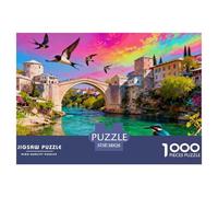 Matin printanier sur Le Pont de Mostar Puzzle en Bois Imperméable Puzzles De 1000 Pièces pour Adultes Cadeaux Défi Et Casse-tête De Décoration pour La Maison