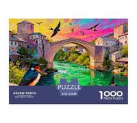 Matin printanier sur Le Pont de Mostar Puzzle en Bois Imperméable Puzzles De 1000 Pièces pour Adultes Cadeaux Coloré De Décoration pour La Maison
