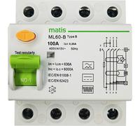 Matis Disjoncteur différentiel type B sensible à tous les courants 300mA/100A 4 pôles Intertek