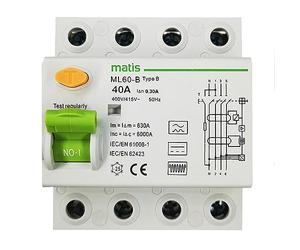 Matis FI Intertek Disjoncteur type B 300 mA/40 A 4 broches