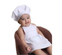 Matissa & Dad Baby Apron and Chef Hat Infant Mini Chef Outfit Toddler White Baker Costume photoshoot props newborn photography outfit (Baby Girl, 3-12 Months)