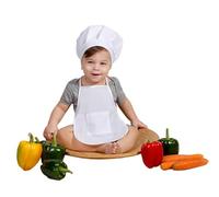 Matissa & Dad Baby Apron and Chef Hat Infant Mini Chef Outfit Toddler White Baker Costume photoshoot props newborn photography outfit (Baby Boy, 0-2 Months)