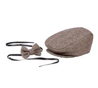 Matissa Ensemble casquette et nœud papillon pour nouveau-né garçon Gatsby Bonnet de golf Pageboy, marron clair