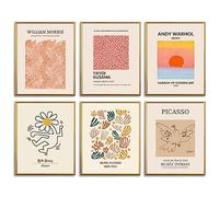 Matisse - Impressions d'art mural abstraites bohème Picasso - Décoration murale William Morris - Affiches pour dortoir - Esthétique - Peinture d'artiste, sans cadre, 20,3 x 25,4 cm