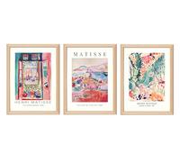 Matisse Lot de 3 affiches abstraites Henri Matisse - Art mural vintage - Impression sur toile - Peinture à fenêtre ouverte - Décoration esthétique pour chambre à coucher, salon - 30,5 x 40,6 cm - Sans