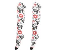 Matisse Style Lamb Crimson Floral Bas au-dessus du genou pour femme Chaussettes hautes élastiques extra longues pour travail Femmes Cuissardes Jambières pour performance sur scène