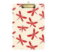 Matisse Style Libellule rouge rubis Porte-bloc perforé standard pour bureau de police, infirmière, entraîneurs de football, taille 9 x 12,5 cm