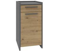 MATKAM Altivo 1D1SN Commode avec 1 porte et 1 tiroir plat 70,4 x 36 x 35,6 cm (H x l x P) Gris anthracite Chêne Artisan