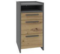 MATKAM Altivo 2SW1SNO Commode 70,4 x 36 x 35,6 cm avec 2 tiroirs hauts et 1 tiroir bas (gris anthracite/chêne artisanal)