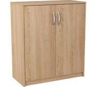 MATKAM Commode 2 Portes H L P 85 x 74 x 35 cm Une étagère intérieure en Bois Composite Poignées Aspect métal satiné Charnières en métal (Chêne Sonoma)